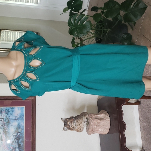 C. Luce s tear drop cutout square neckline slip dress self tie - Picture 2 of 6